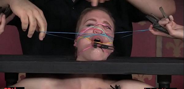  Sub babe is harshly clamped by her dom